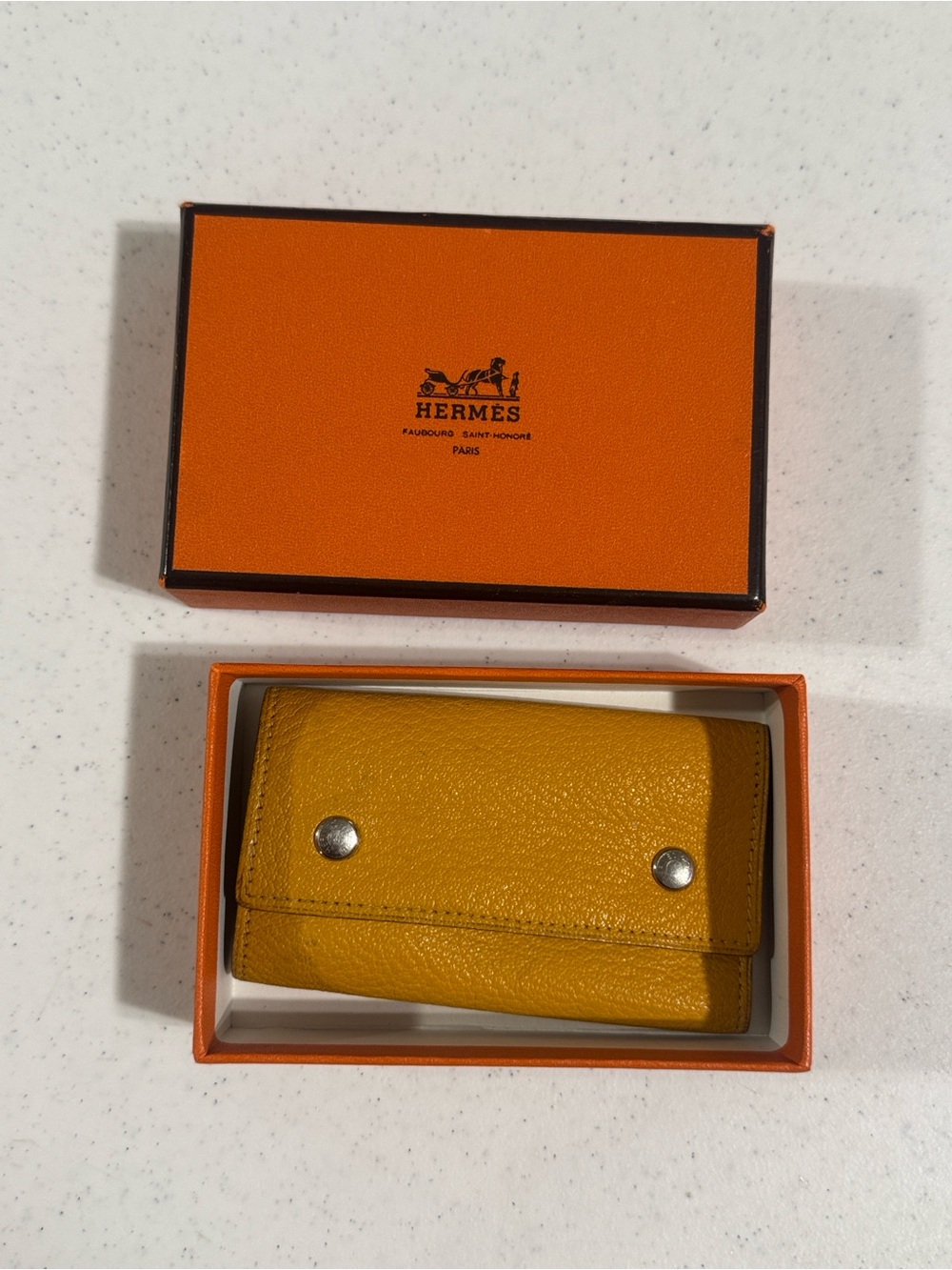 Hermes Yellow Leather Key & Card Holder 4 keys